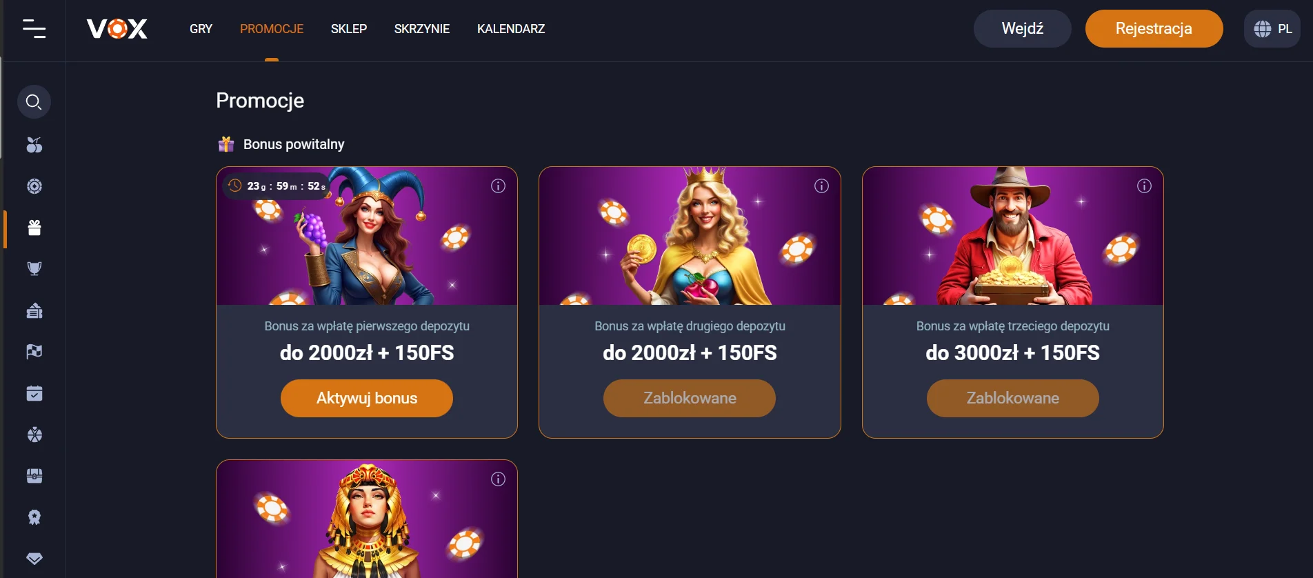 Vox casino bonus za rejestrację